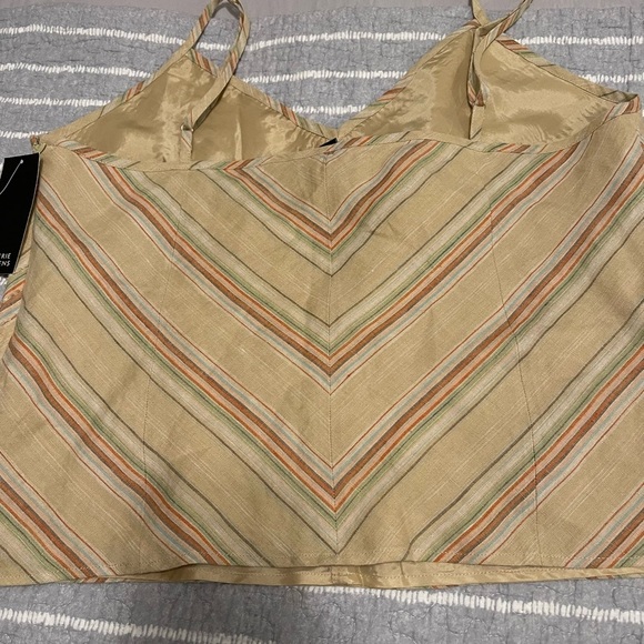 y2k Linen Beaded Chevron Spaghetti Strap 70s Style Festival Tank Cami Sz XL NWT - Picture 3 of 7